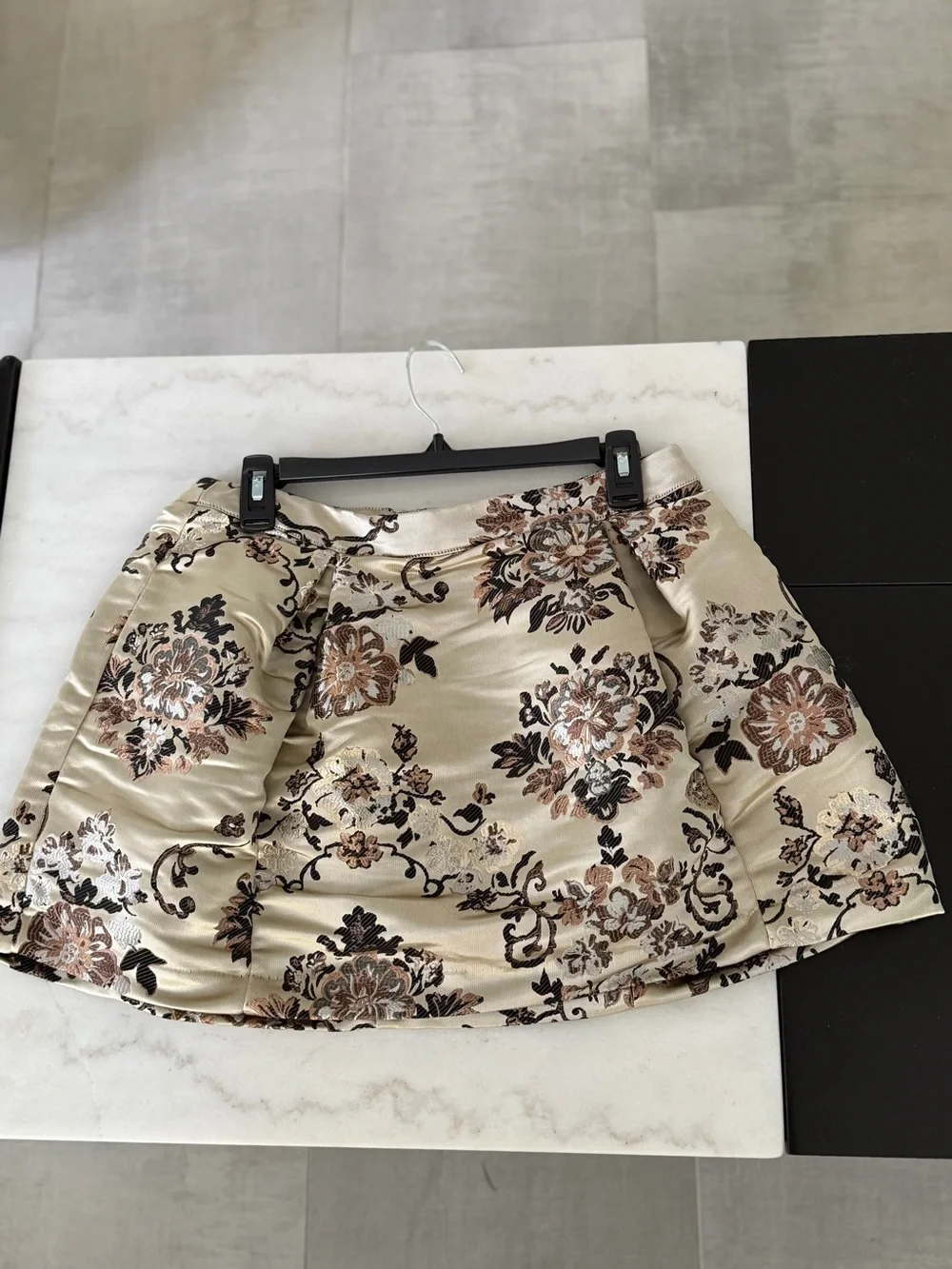 Free People Cream Floral Brocade Mini Skirt